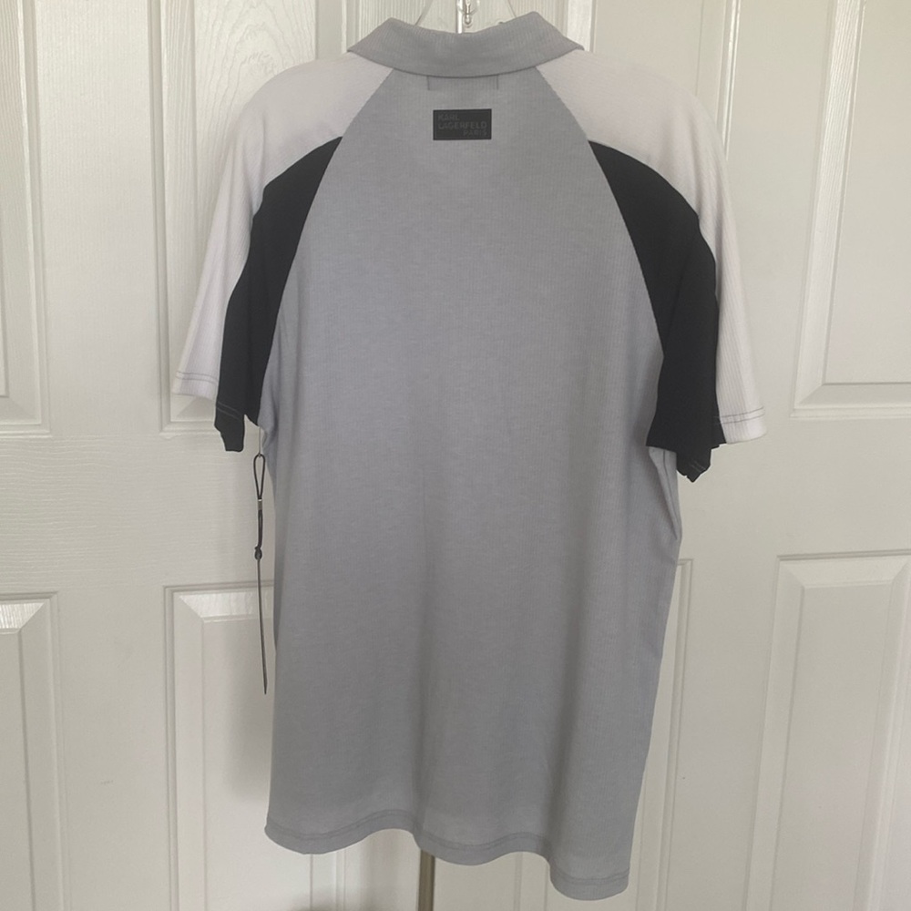 Karl Lagerfeld Paris Colorblock Zip Up Polo Size M - Picture 5 of 6